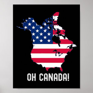 Trump Kanada USA 51. Staat Karte Amerikanische Fla Poster