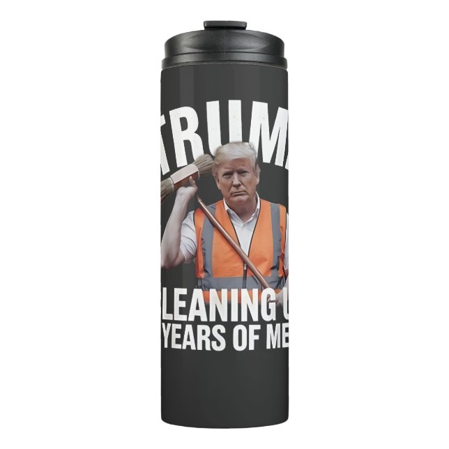 Trump kann 4 Jahre Müll reinigen Thermosbecher (Vorderseite)