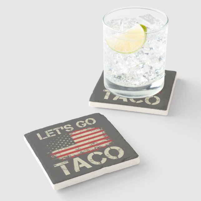 Trump kneift immer Let's Go Taco Steinuntersetzer (Seitenansicht)
