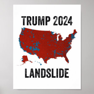 Trump Landslide Wahlkarte 2024 Funny Pro Trump Poster