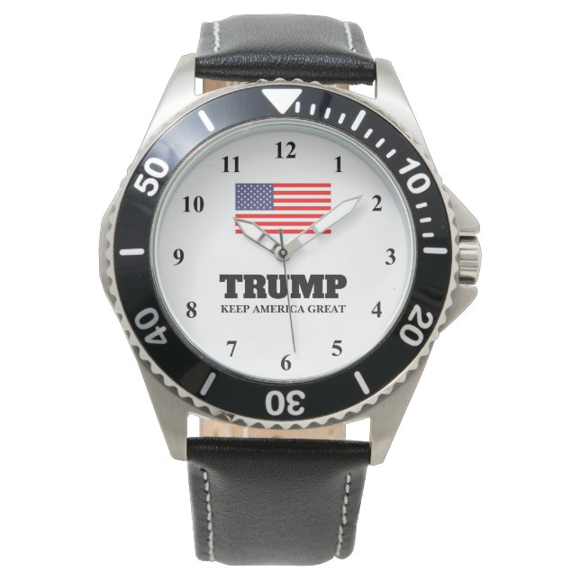 Trump-Lederrippenuhr Behielt Amerika Armbanduhr (Vorderseite)