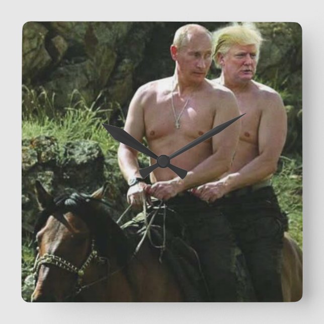 TRUMP LIEBEN PUTIN QUADRATISCHE WANDUHR (Vorderseite)