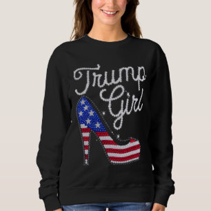 Trump Mädchen High Heel Amerikanische Flagge Bling Sweatshirt