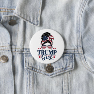 Trump Mädchen Unordentlicher Dutt Trump 2024 Wahl  Button