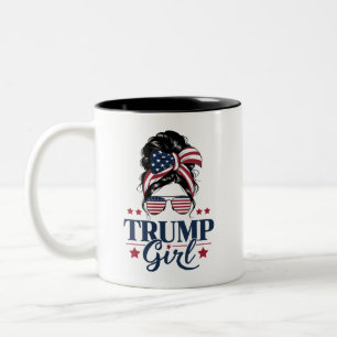 Trump Mädchen Unordentlicher Dutt Trump 2024 Wahl  Zweifarbige Tasse