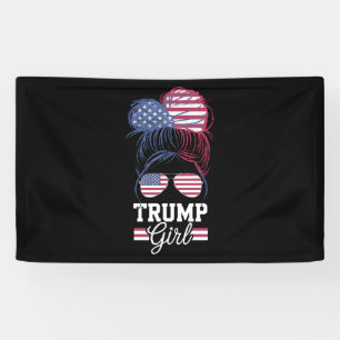 Trump Mädchen Unordentlicher Dutt USA 47 Präsident Banner