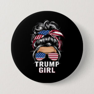 Trump Mädchen Unordentlicher Dutt USA-Flagge Trump Button