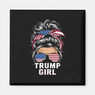 Trump Mädchen Unordentlicher Dutt USA-Flagge Trump Magnet
