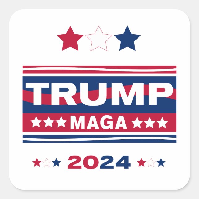 TRUMP~MAGA~2024 QUADRATISCHER AUFKLEBER (Vorderseite)
