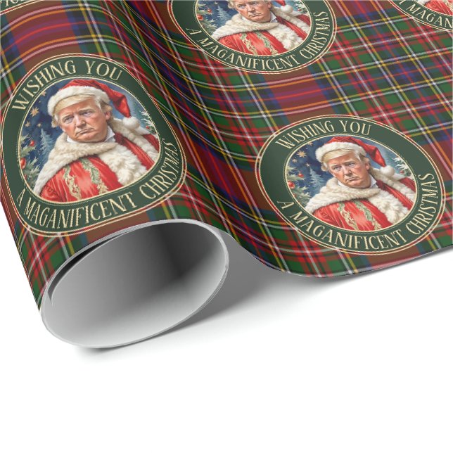 Trump MAGA Christmas Royal Stewart Tartan Kariert Geschenkpapier (Rolleneckpunkt)