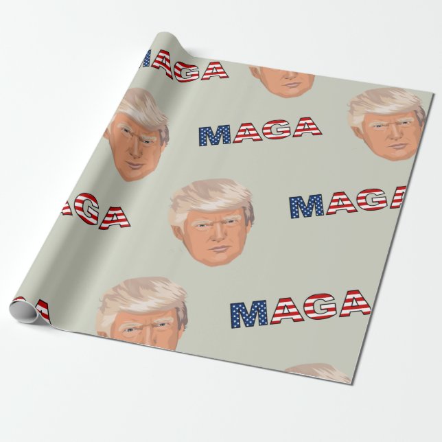 Trump MAGA-Muster Geschenkpapier (Ungerollt)