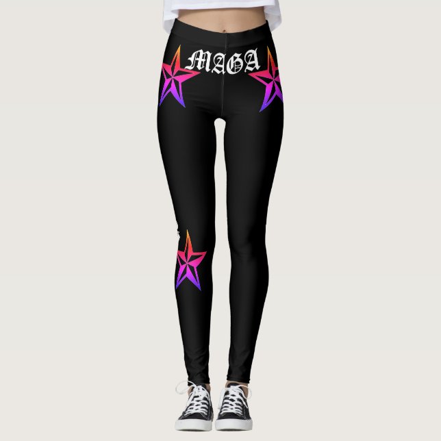 TRUMP! MAGA! TATTOO RAINBOW NAUTISCHE STARTEN, SCH LEGGINGS (Vorderseite)