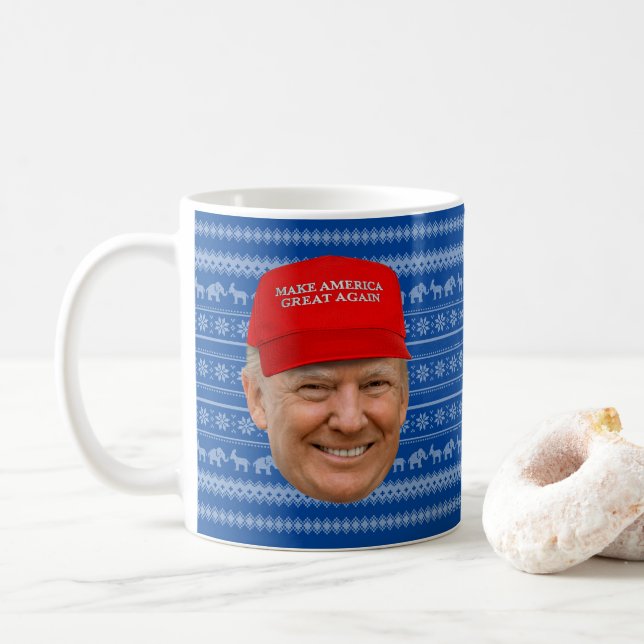 TRUMP MAGA Weihnachten Kaffeetasse (Mit Donut)