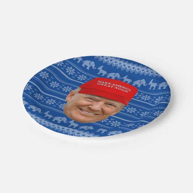 TRUMP MAGA Weihnachten Pappteller (Schrägansicht)