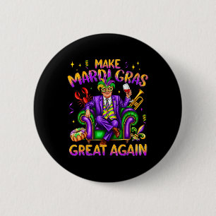 Trump Mardi Gras Costume Funny Make Mardi Gras Button