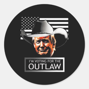 Trump Mega Ich stimme für den Outlaw und den Hinte Runder Aufkleber