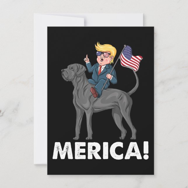 Trump Merica Great Dane Dog American Hero 4. Einladung (Vorderseite)