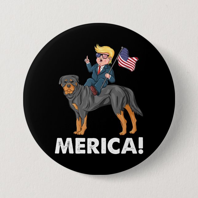 Trump Merica Rottweiler Dog American Hero Button (Vorderseite)