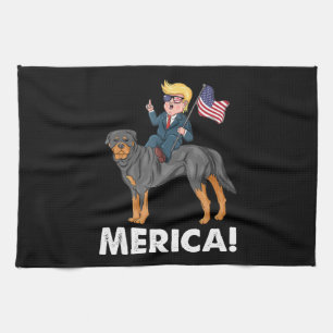 Trump Merica Rottweiler Dog American Hero Geschirrtuch