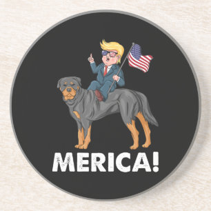 Trump Merica Rottweiler Dog American Hero Getränkeuntersetzer