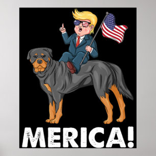 Trump Merica Rottweiler Hund Amerikanischer Held Poster