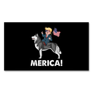 Trump Merica Siberian Husky Dog American Held Magnetische Visitenkarte