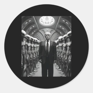 Trump mit Außerirdischen-Verschwörungstheorie-Ufo- Runder Aufkleber