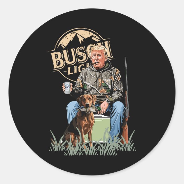 Trump mit der Hundepuppe führt Camouflage der Jagd Runder Aufkleber (Vorderseite)