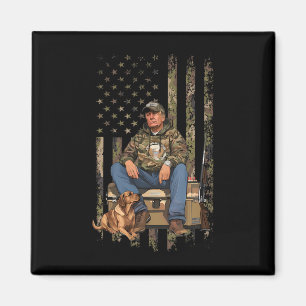 Trump mit Hund Entenjagd Wasserwildjagd Camo Präsi Magnet