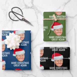 Trump mit Santa Hut - Mach Weihnachten wieder groß Geschenkpapier Set