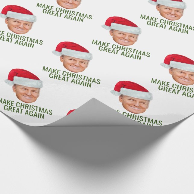 Trump mit Weihnachtsmannmütze - Weihnachten wieder Geschenkpapier (Ecke)