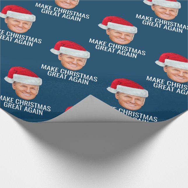Trump mit Weihnachtsmannmütze - Weihnachten wieder Geschenkpapier (Ecke)