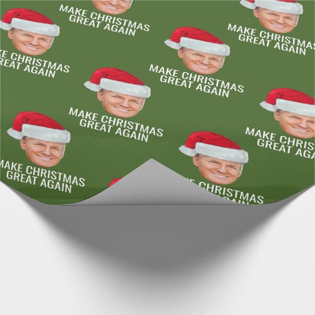 Trump mit Weihnachtsmannmütze - Weihnachten wieder Geschenkpapier (Ecke)