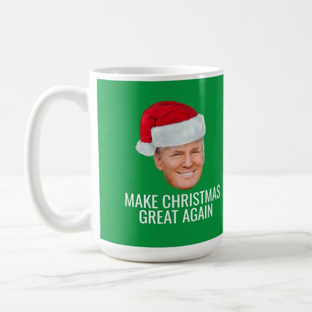 Trump mit Weihnachtsmannmütze - Weihnachten wieder Kaffeetasse (Links)