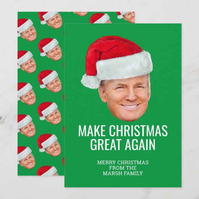 Trump mit Weihnachtsmannmütze - Weihnachten wieder Karte (Vorne/Hinten)