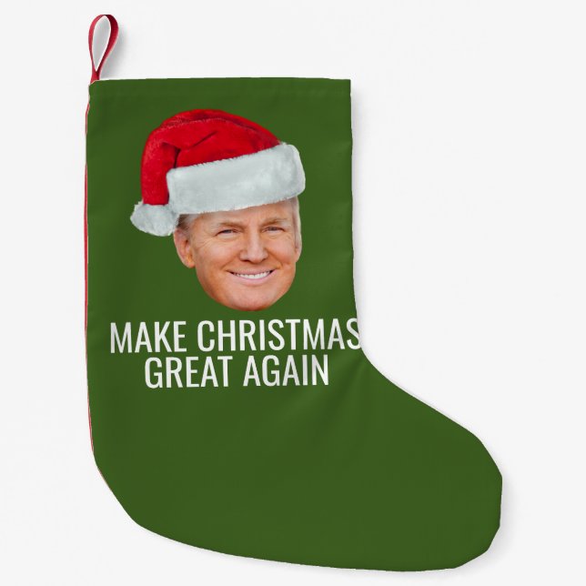 Trump mit Weihnachtsmannmütze - Weihnachten wieder Kleiner Weihnachtsstrumpf (Vorderseite)