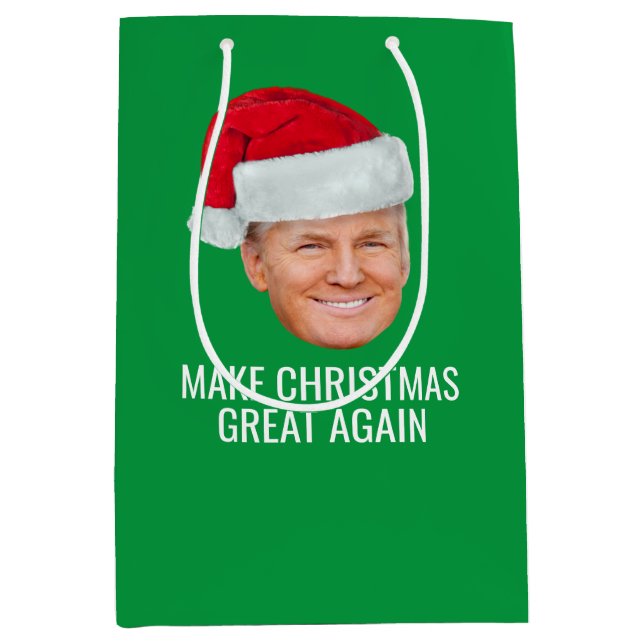 Trump mit Weihnachtsmannmütze - Weihnachten wieder Mittlere Geschenktüte (Vorderseite)