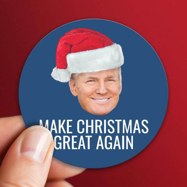 Trump mit Weihnachtsmannmütze - Weihnachten wieder Runder Aufkleber (Custom Sticker)