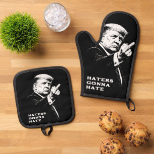 Trump Mittelfinger 2026 Meme Lustig Ofenhandschuh & Topflappen-Set