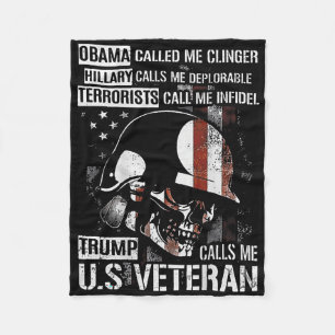 Trump nennt mir U.S. Veteran Skull American Flag ( Fleecedecke
