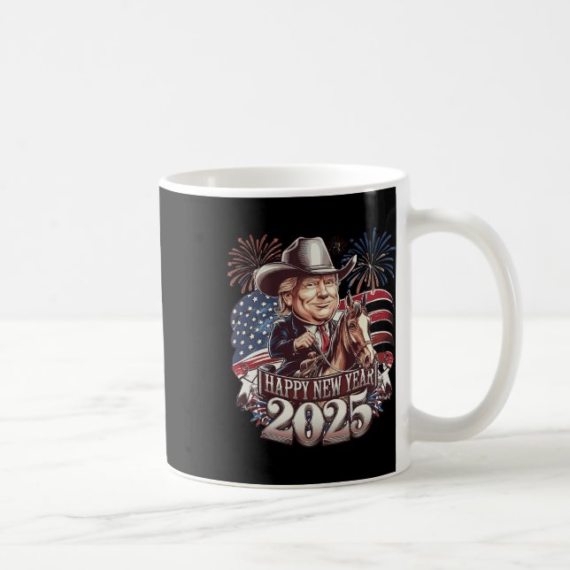 Trump Neues Jahr 2025 Patriotisches Pferd Trump Am Kaffeetasse (Rechts)