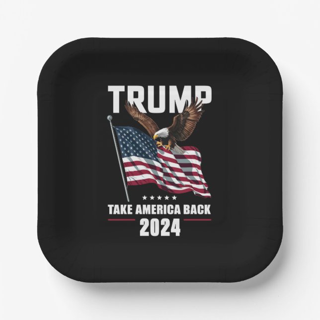 Trump nimmt die amerikanischen Wahlen 2024 zurück Pappteller (Vorderseite)