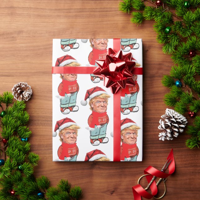 Trump nur ein kalter Typ Weihnachtslustiger Santa  Geschenkpapier (Feiertagsgeschenk)