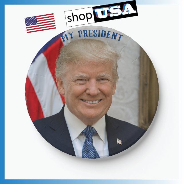 Trump Patriotic 🚗 USA Er ist mein Präsident Pappteller (Von Creator hochgeladen)