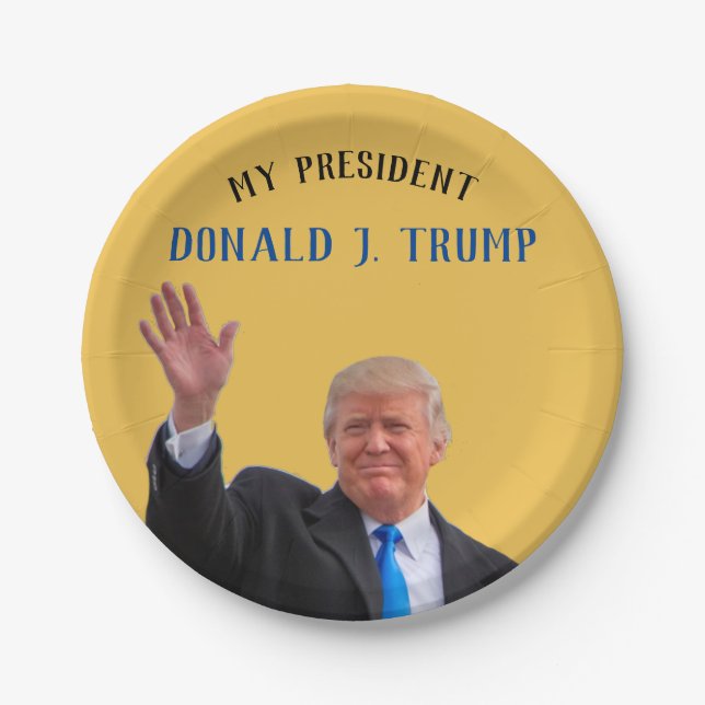 Trump Patriotic 🚗 USA Er ist mein Präsident Pappteller (Vorderseite)