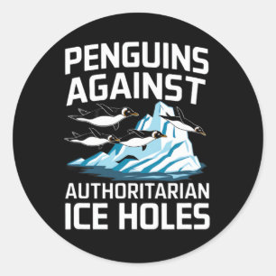 Trump Pinguine gegen autoritäre Eisscholle Sta Runder Aufkleber
