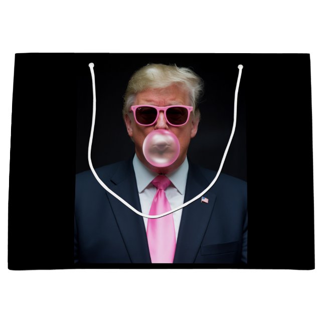 Trump Pink Bubble Gum Präsident 47 USA Große Geschenktüte (Vorderseite)