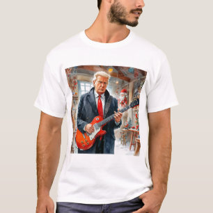 Trump Playing Electrical Guitar SANTA CLAUS Worksh T-Shirt