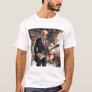 Trump Playing Electrical Guitar SANTA CLAUS Worksh T-Shirt