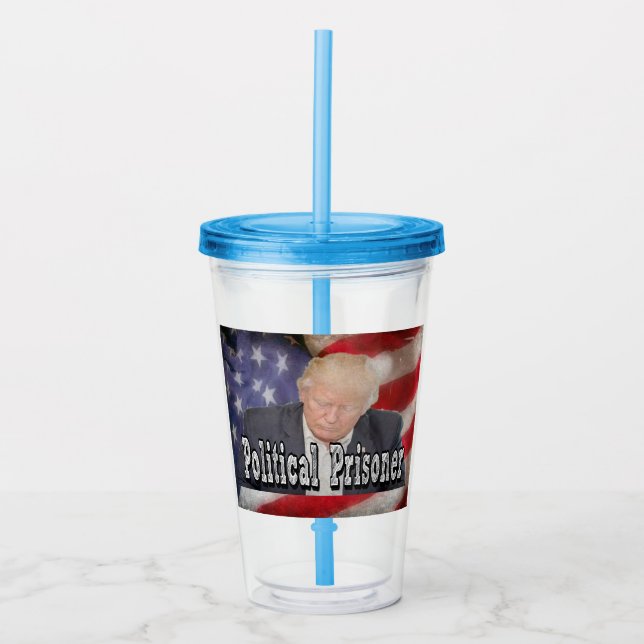 Trump Politischer Gefangener Acryltrinkbecher (Vorderseite)